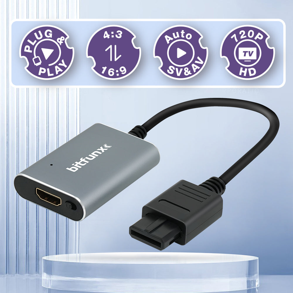 Bitfunx SV/AV HDMI Adapter for N64 SNES SFC NGC - Bitfunx Official Store